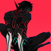 Drawing of demifiend sitting down facing away